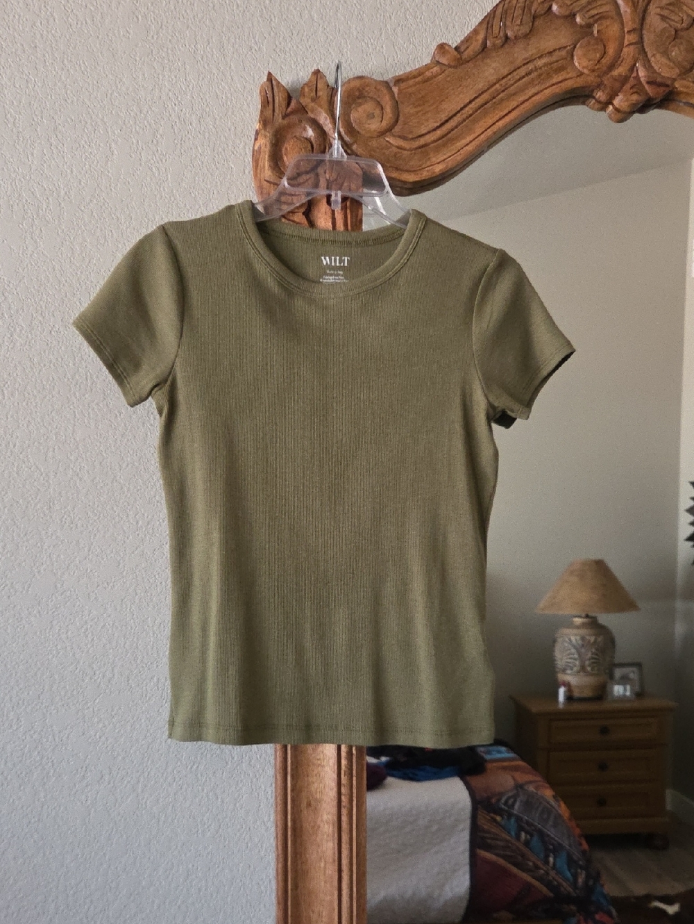 WILT Olive Ribbed Short Sleeve Tee
